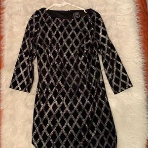 Black and silver knee length dress